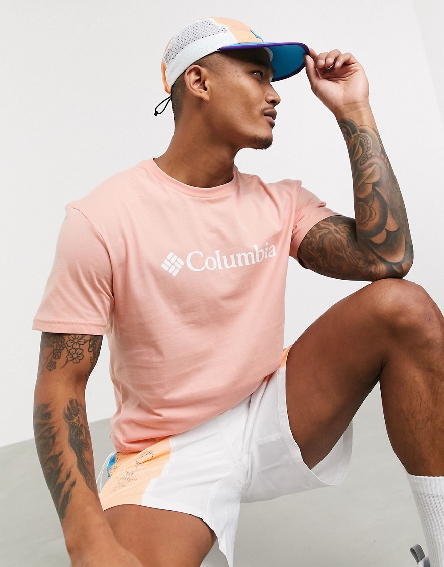 Columbia - CSC - T-shirt basic corallo con logo-Rosa
