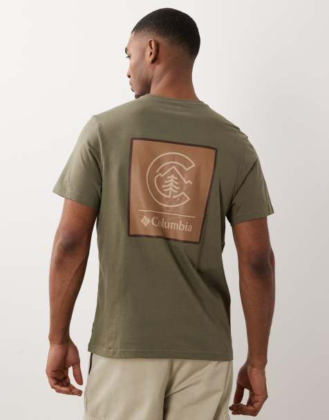Columbia – CSC – Zielony T-shirt z logo w ramce na plecach - view 1