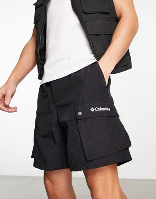 Columbia Doverwood crinkle utility shorts in black  Exclusive at ASOS
