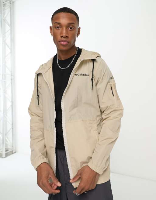 Columbia - Doverwood - Utility-windjack ban kreukelstof in beige, exclusief bij ASOS  