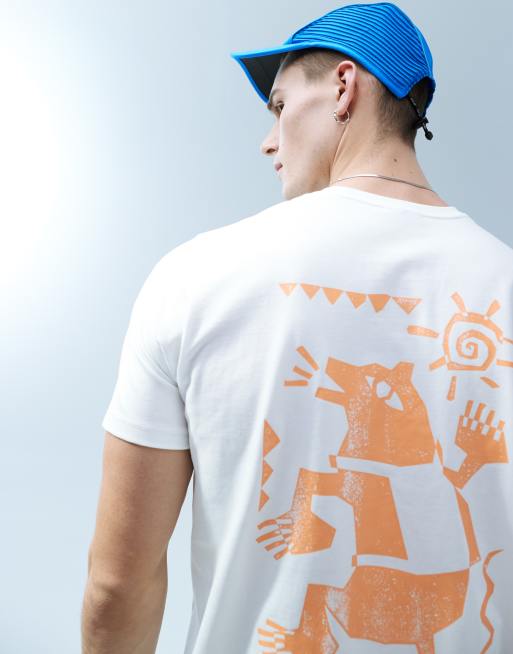 Columbia – Explorers Canyon – Biały T-shirt z nadrukiem z motywem niedźwiedzia na plecach