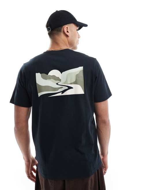 Columbia - Explorers Canyon - T-shirt a maniche corte nera con grafica sul retro