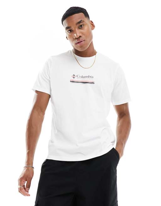 Columbia - Explorers Canyon - T-shirt bianca con stampa di montagne sul retro