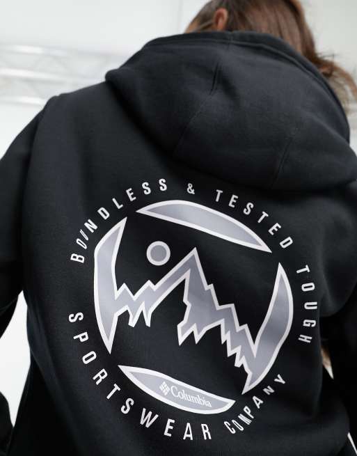 Columbia - Felpa con cappuccio nera con stampa del logo sul retro, 2 di 4
