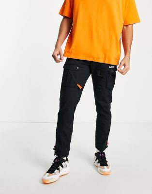 cargo pants orange and black