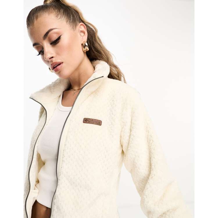 COLUMBIA PEARL PLUSH II Fleece Jacket Womens S Small Full Zip Side Stretch  White £20.05 - PicClick UK