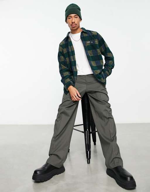 Columbia Flare Gun fleece overshirt in green mountain check, 4 of 4