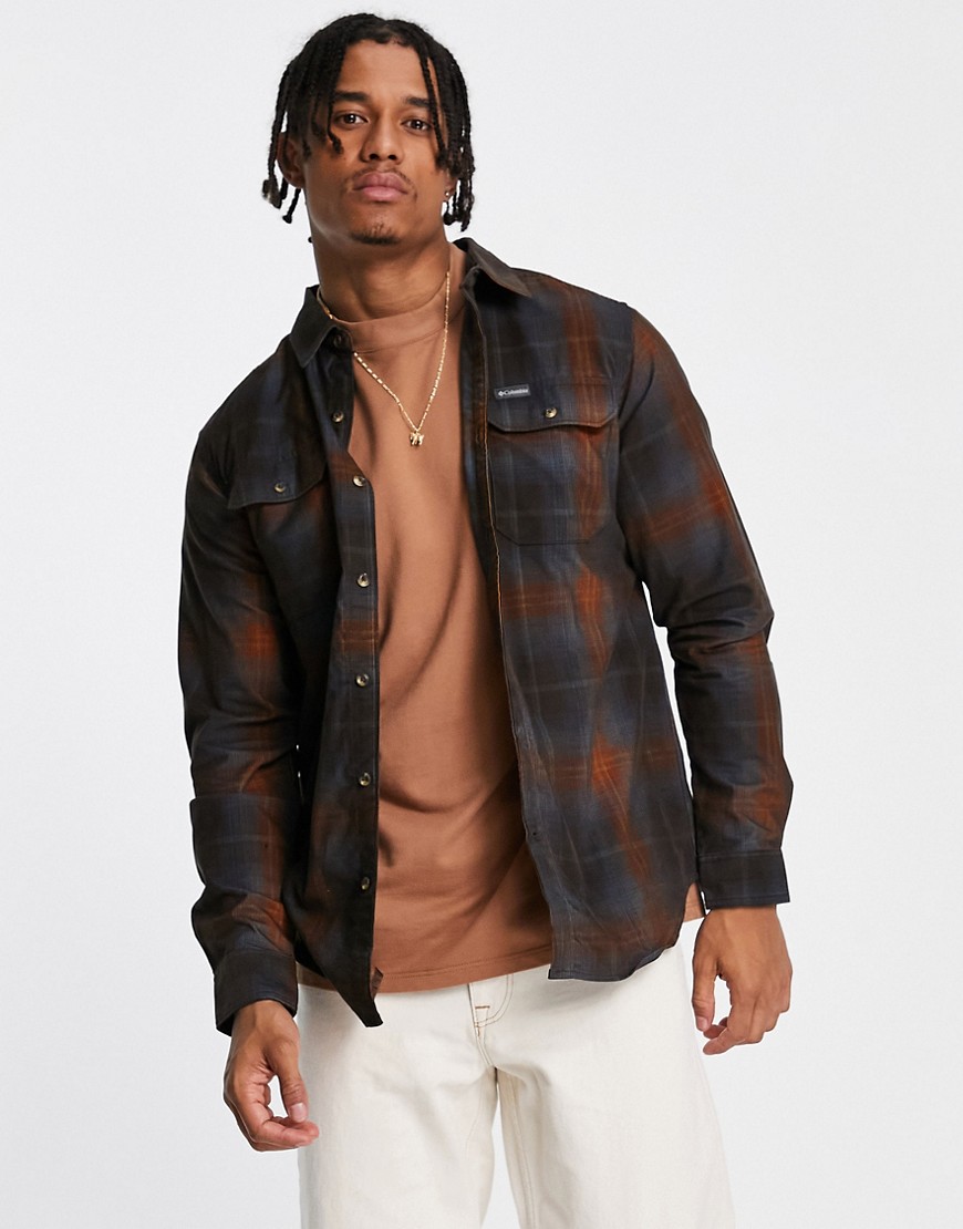 Columbia Flare Gun utility overshirt in brown ombre check