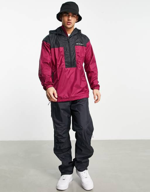 Columbia Flash Challenger anorak jacket in burgundy