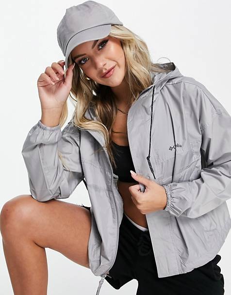 Columbia Flash Challenger Cropped hooded windbreaker in grey