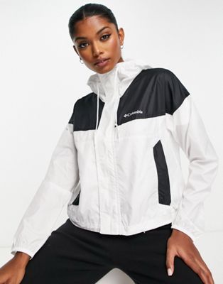 Columbia Flash Challenger cropped winbreaker jacket in white Exclusive at ASOS