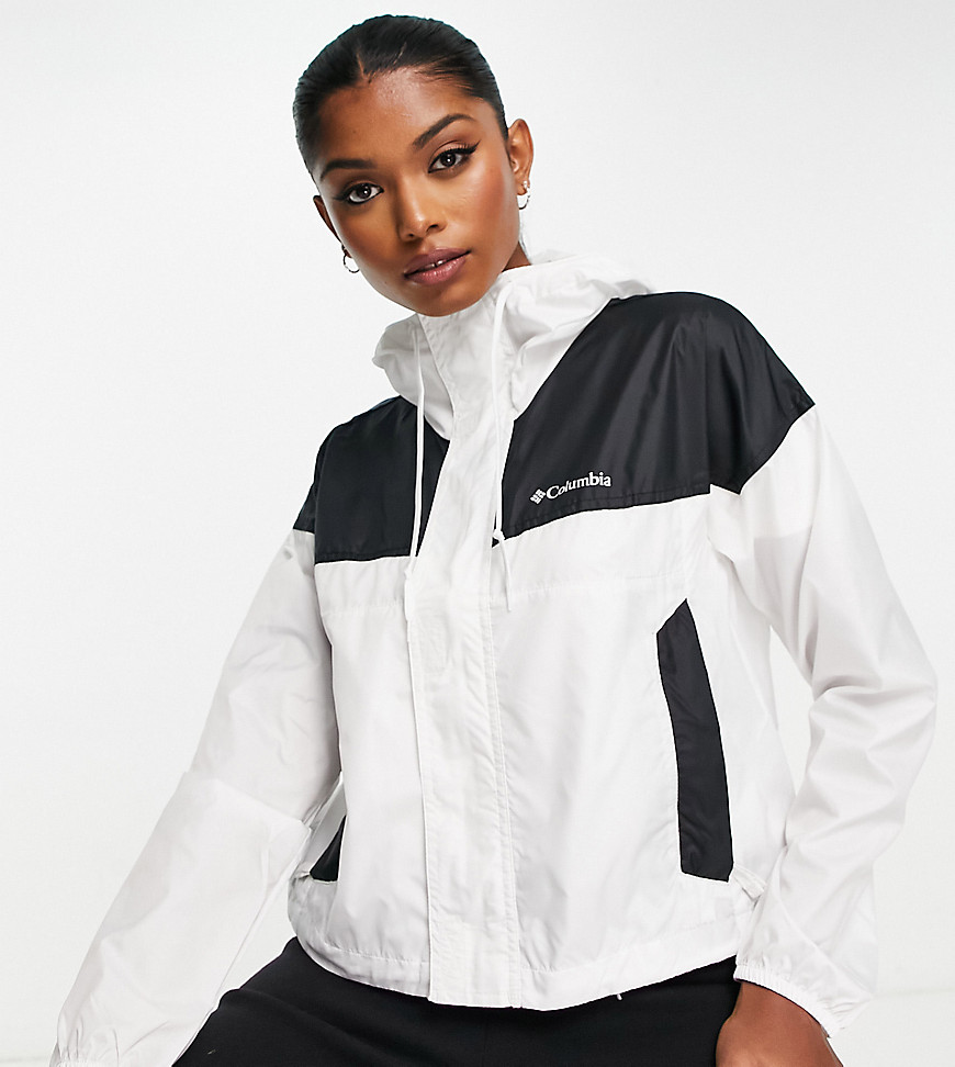 Columbia Flash Challenger cropped winbreaker jacket in white Exclusive to ASOS
