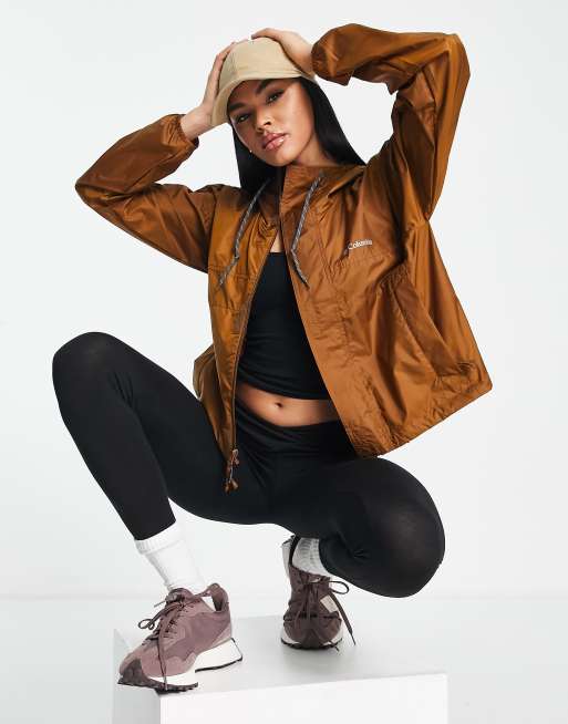 Columbia Flash Challenger cropped windbreaker jacket in brown Exclusive at  ASOS