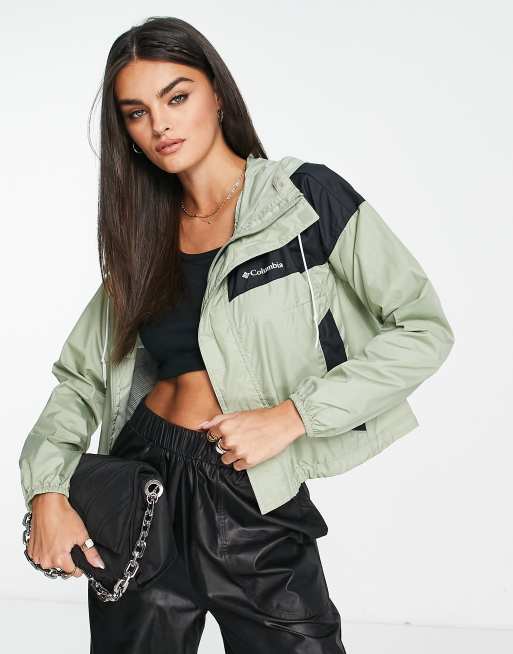 Columbia Flash Challenger cropped windbreaker jacket in khaki Exclusive at  ASOS