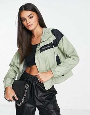 Columbia Flash Challenger cropped windbreaker jacket in light green Exclusive at ASOS