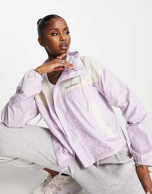 Columbia Flash Challenger cropped windbreaker jacket in lilac | ASOS