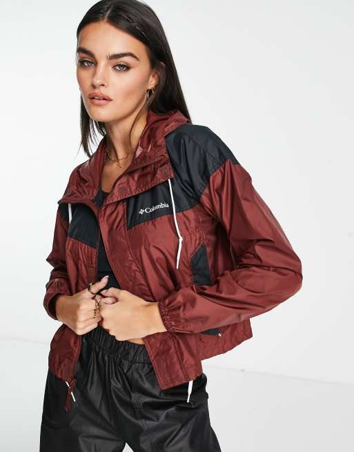 Columbia - Flash Challenger - Giacca a vento taglio corto bordeaux - In esclusiva per ASOS