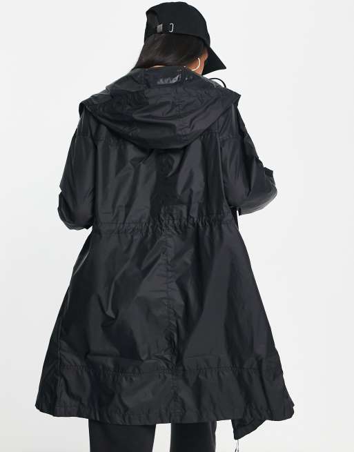 Black shop long windbreaker