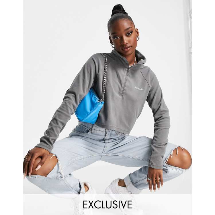 Columbia Glacial Cropped fleece in dark grey Exclusive at ASOS