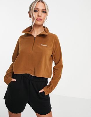 Columbia Glacial Cropped II fleece in brown Exclusive at ASOS
