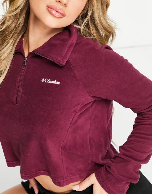 Columbia Glacial Cropped II fleece in burgundy Exclusive at ASOS