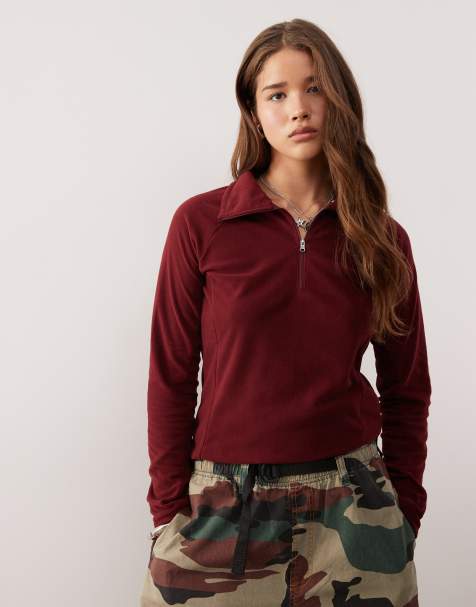 Columbia – Glacial IV – Fleece-Sweatshirt in Burgunderrot mit kurzem Reißverschluss - view 1