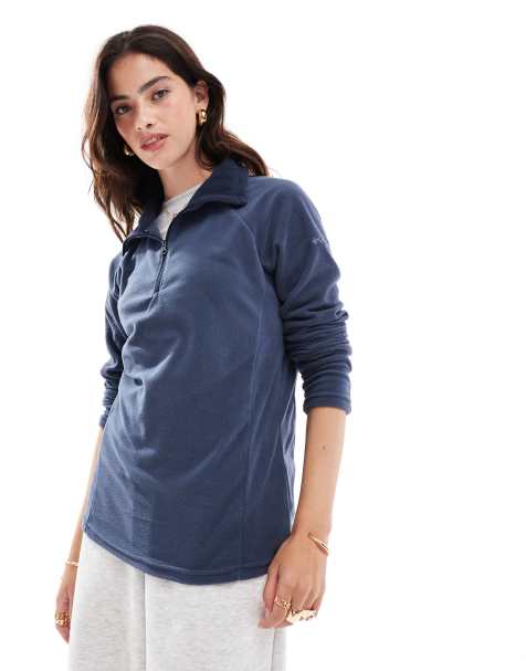 Columbia - Glacial IV - Pile sottile blu notturno con zip corta - view 1