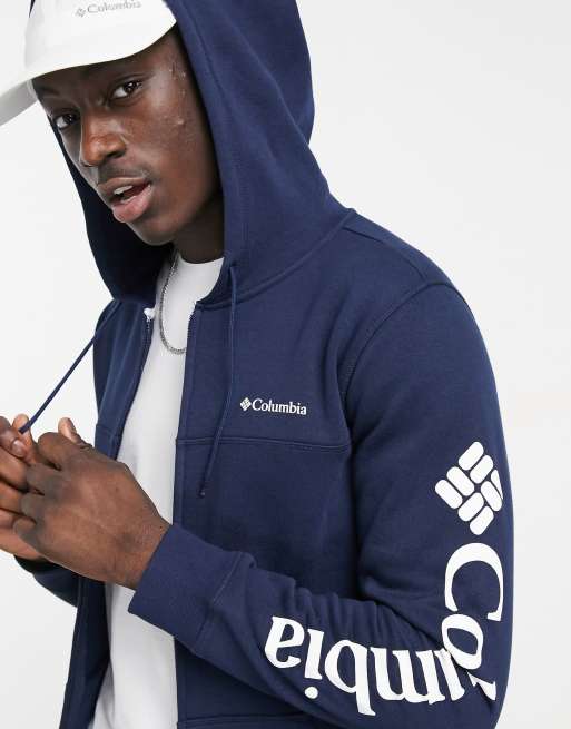 Columbia – Granatowa rozpinana bluza z kapturem i logo, 3 z 4