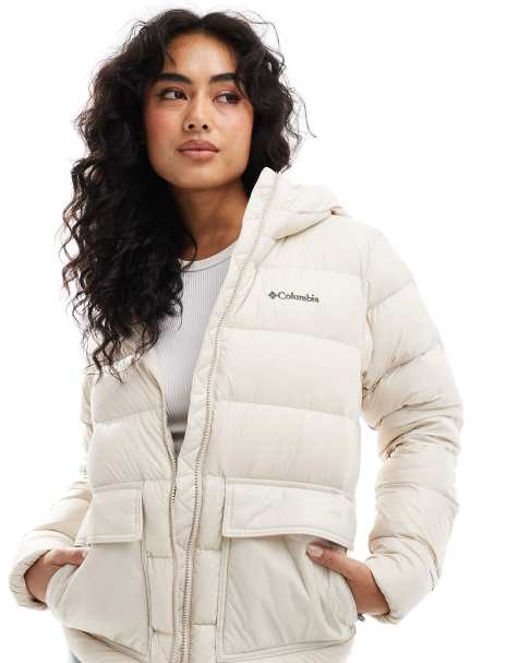 Columbia – Harmony Falls – Daunenjacke in dunklem Steinbeige mit Kapuze - view 1