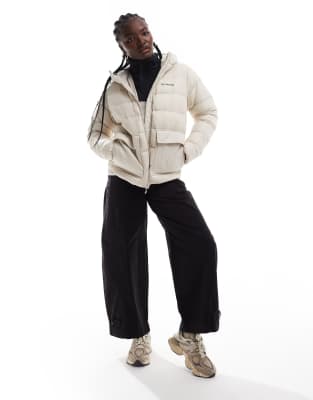 Columbia Harmony Falls hooded down jacket in dark stone | ASOS