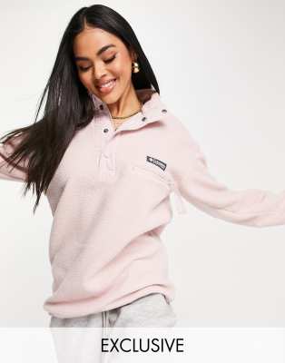 Columbia Helvetia 1/2 snap fleece in pink Exclusive at ASOS  - ASOS Price Checker