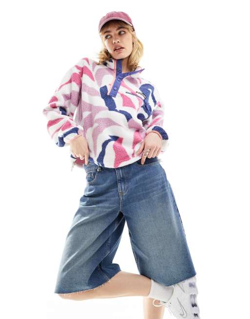 Columbia - Helvetia - Cropped fleece met 1/2 drukknoopsluiting in multi 