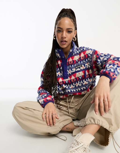 Columbia Helvetia - Cropped fleece met 1/2 drukknoopsluiting in print, exclusief bij ASOS