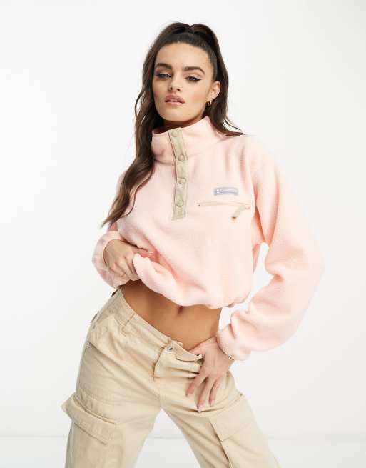 Columbia Helvetia cropped half popper fleece in pink
