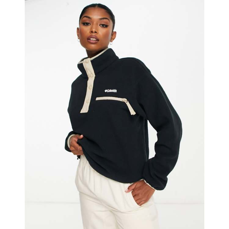 Columbia Helvetia cropped half snap neck fleece in black | ASOS