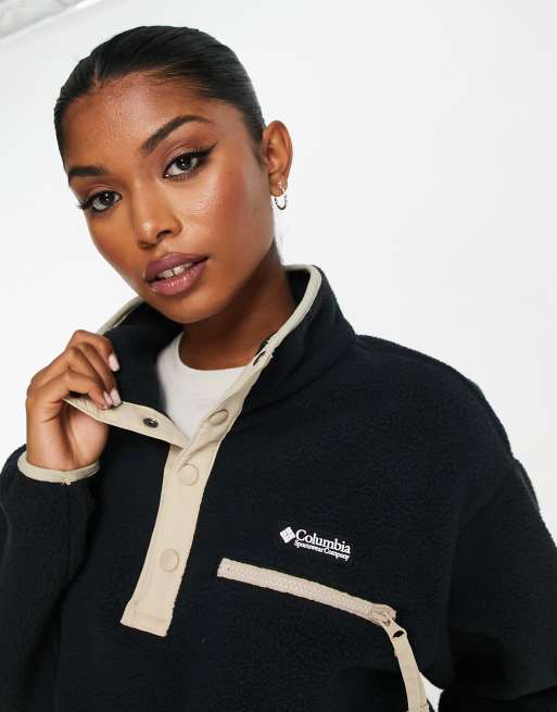 Columbia Helvetia cropped half snap neck fleece in black, 2 of 4