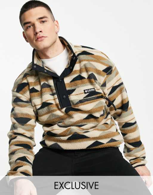 Columbia - Helvetia - Fleece med halv snap-hals og print i beige - Kun hos ASOS