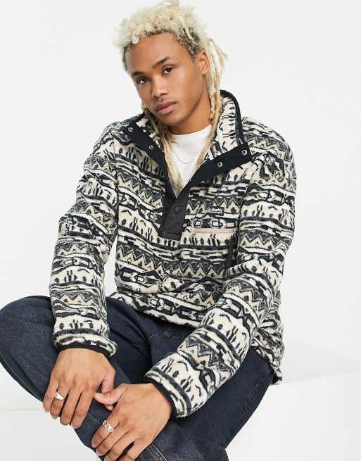 Columbia - Helvetia - Fleece met halve drukknoopsluiting en strepen in jaren 80-stijl in stone