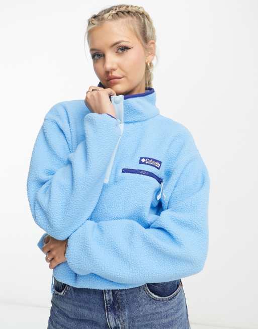 Columbia Helvetia half popper cropped fleece in blue