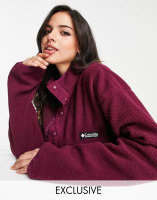 Columbia Helvetia half snap fleece in burgundy Exclusive at ASOS 