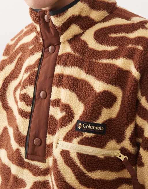 Columbia helvetia half snap fleece in swirl print rust and beige