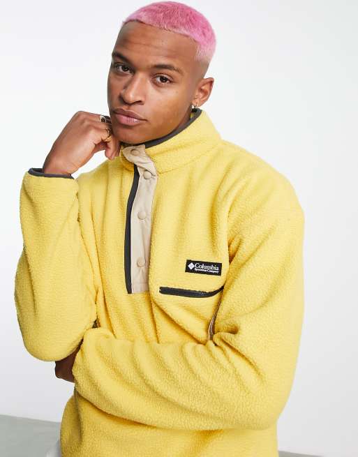 Columbia Helvetia half snap fleece in yellow | ASOS