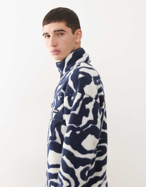 Columbia helvetia half snap fleece swirl print in navy and beige
