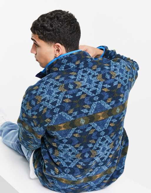 Columbia Helvetia half snap neck patterned fleece in blue