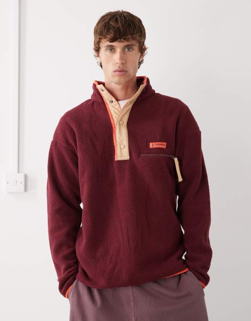 Columbia – Helvetia II – Bordowa bluza polarowa z zatrzaskami pod szyją