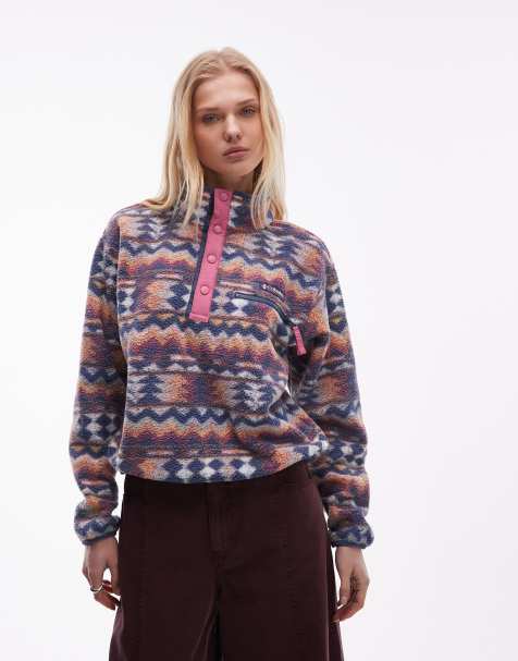 Columbia - Helvetia II - Cropped fleece med halv knapstolpe med trykknapper og multifarvet print - view 1