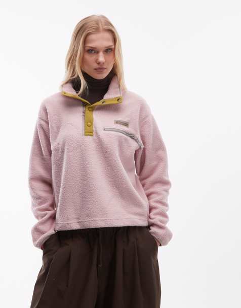 Columbia - Helvetia II - Cropped fleece met halve drukknoopbies in roze - view 1