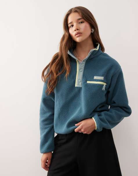 Columbia - Helvetia II - Cropped fleece met halve drukknoopsluiting in blauw - view 1