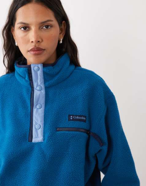 Columbia - Helvetia II - Cropped fleece met halve drukknoopsluiting in blauw - view 1