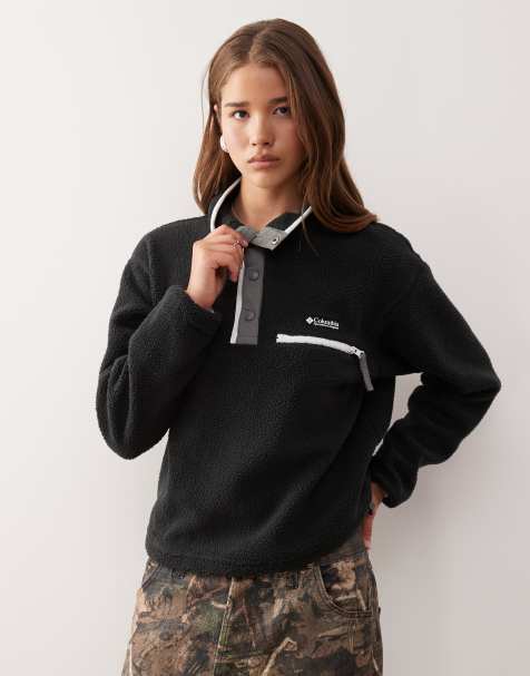 Columbia - Helvetia II - Cropped fleece met halve drukknoopsluiting in zwart - view 1